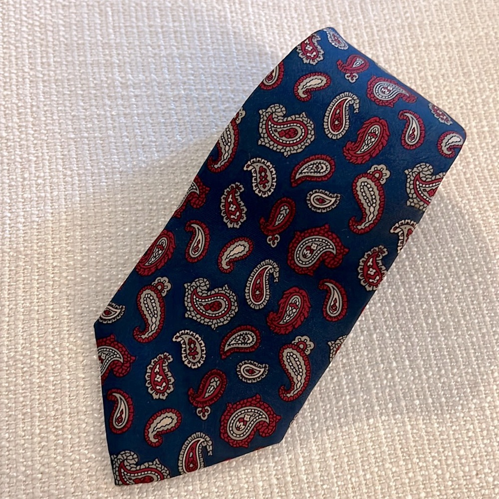 Christian Dior Paisley Navy Blue Men’s Silk Tie Office Career Business Formal